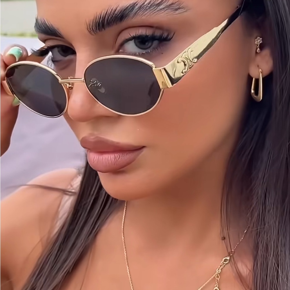Celine Gold Frame Sunglasses with Dark Lenses